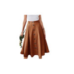 A-line Midi Skirt Button Front